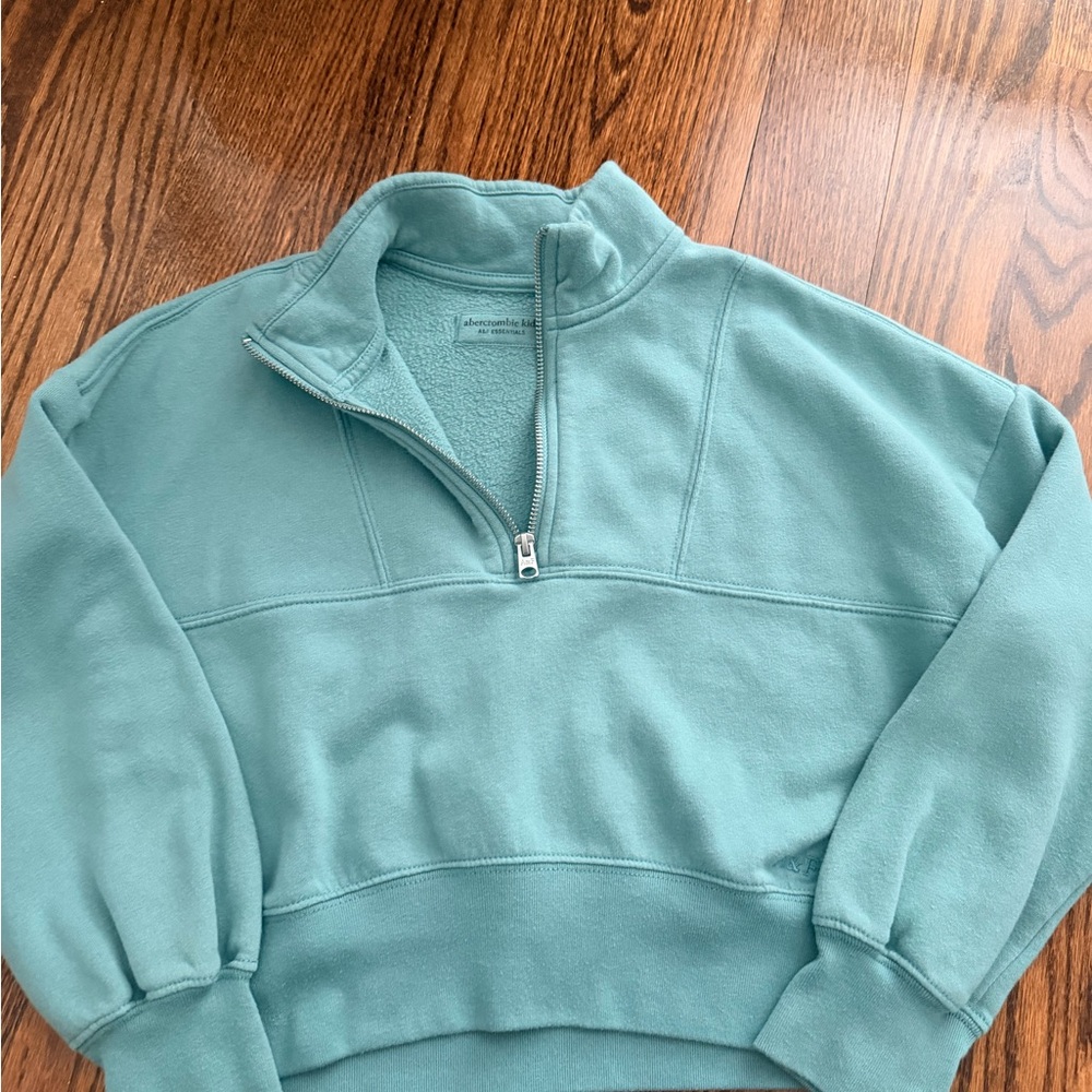 abercrombie kids seafoam green quarter-zip fleece